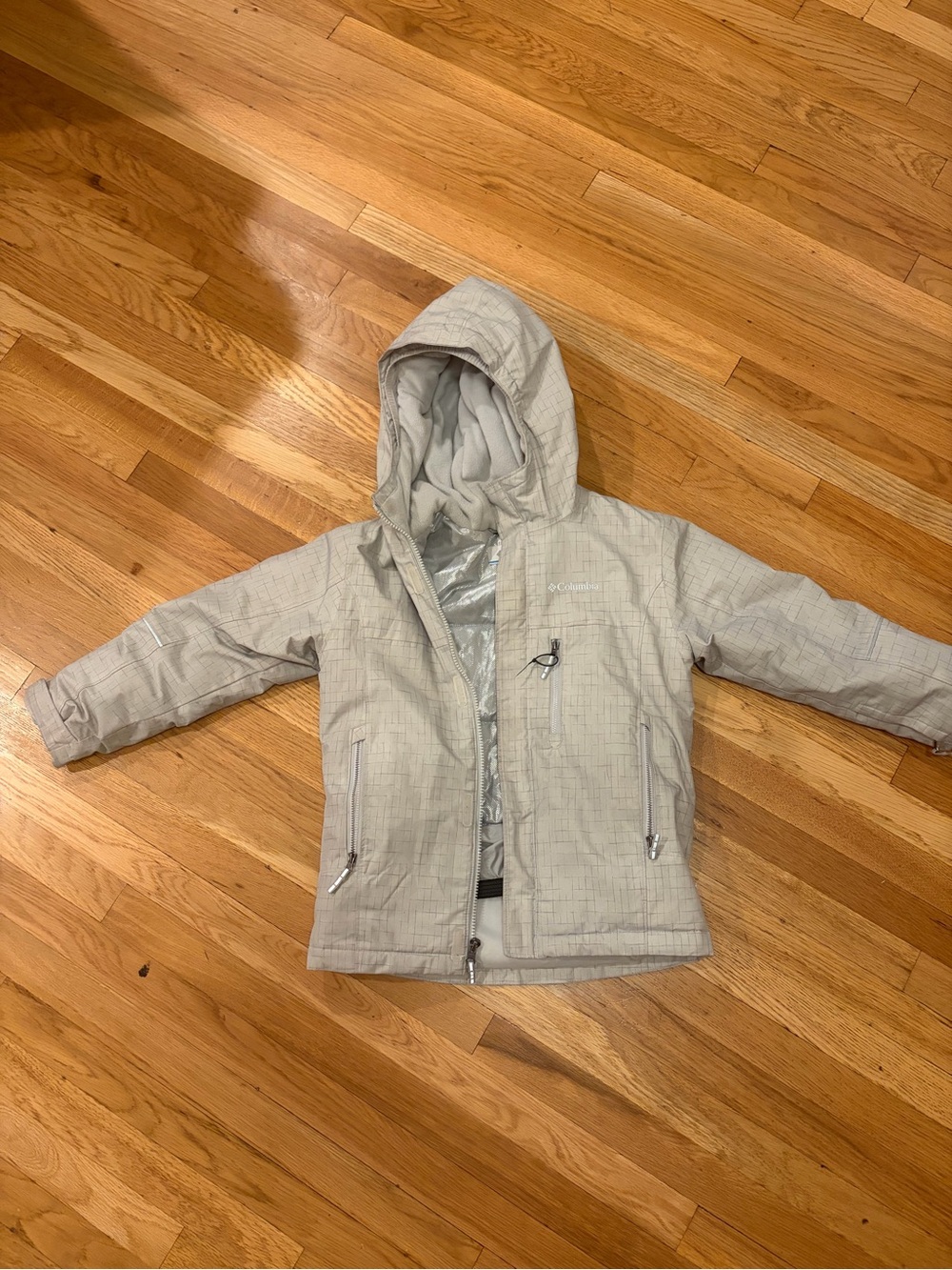 Columbia Kids Light Gray Hooded Ski/snow Jacket